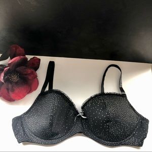 Sexy Black Underwire Bra with Sparkle Embellishment.